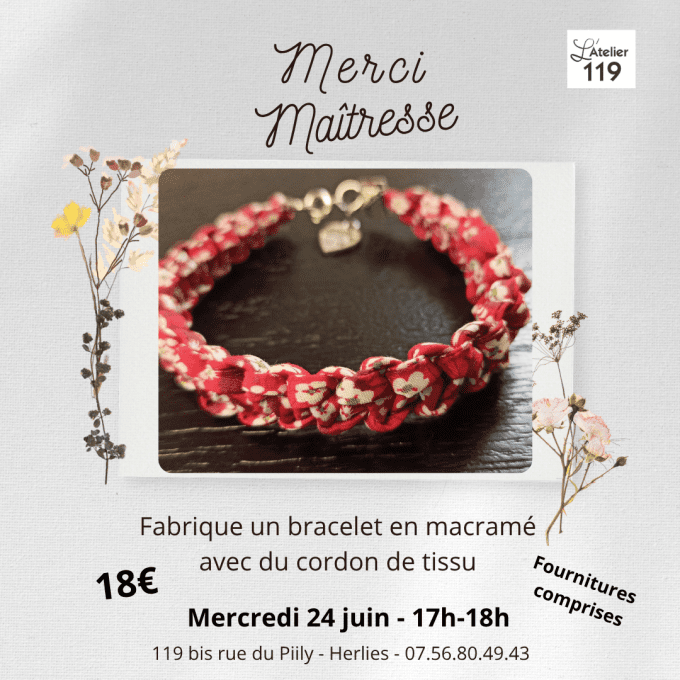 Atelier Couture & DIY : Créez un Bracelet Macramé en Tissu (Cadeau Maîtresse, Maître, ATSEM)