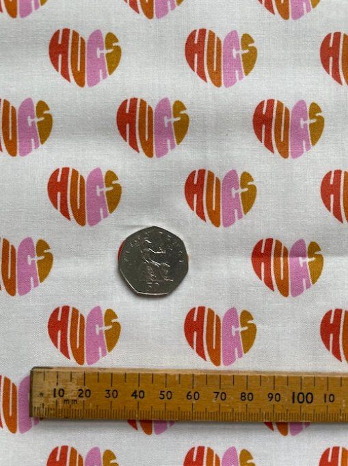 Popeline Coton Bio Universal Love Heart Hugs Cloud9 - par 50cm