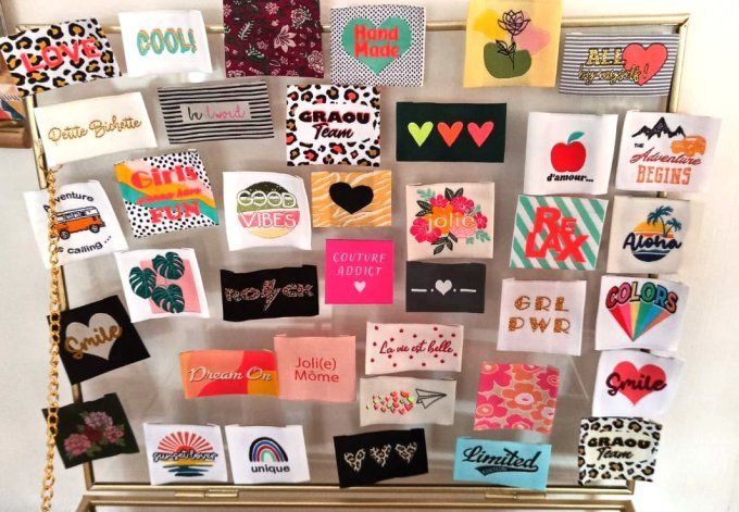 Étiquettes à coudre tissées – finition professionnelle pour créations couture (plusieurs tailles)