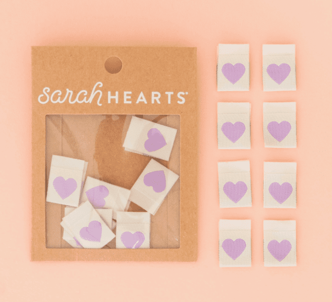 Étiquettes à coudre - cœur violet