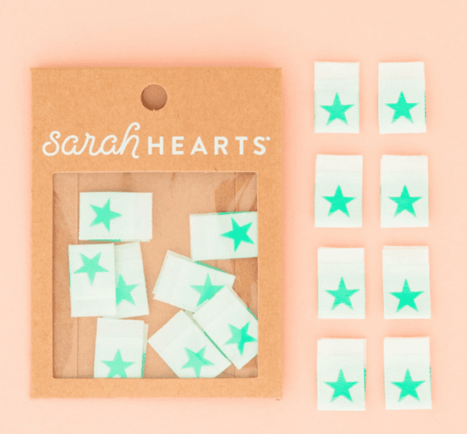 Étiquettes à coudre - étoiles turquoise