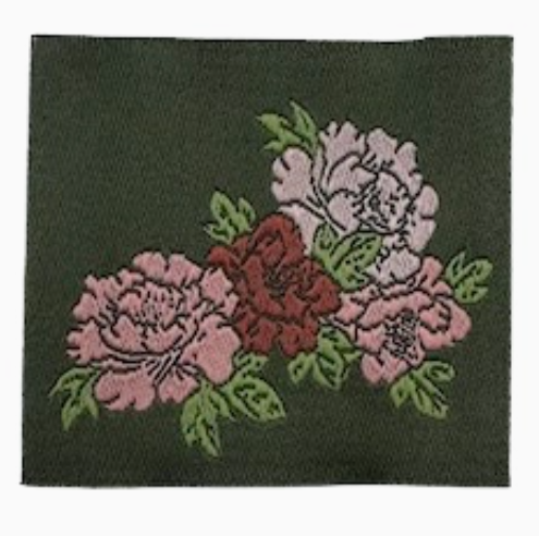 étiquette couture pivoines kaki étiquette couture pivoines kaki