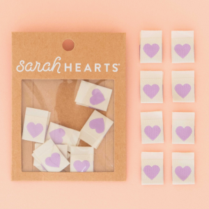étiquettes tissées coeur violet